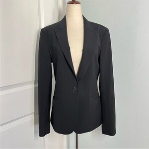 Theory black wool essential single button blazer jacket size 10